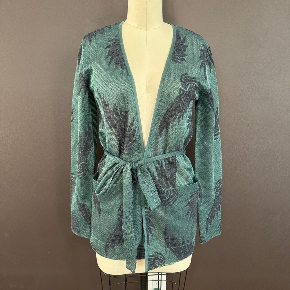 Dries Van Noten Teal and Black Cardigan